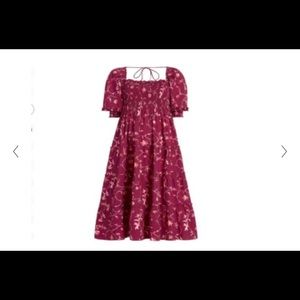 Hill House Home Nesli Nap Dress Burgundy Botanical - Size S
